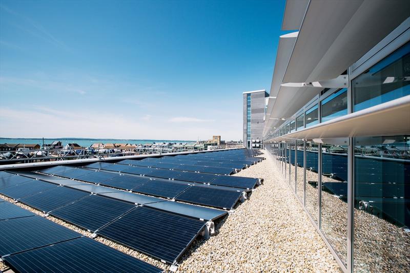 Solar PV panels on the roof of Land Rover BAR base photo copyright Harry KH / Land Rover BAR taken at 