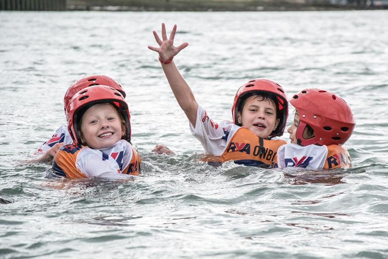 Newlands Primary School students and Olympic medallists at Southampton Water Sports Activity Centre photo copyright SWAC taken at Southampton Water Activities Centre