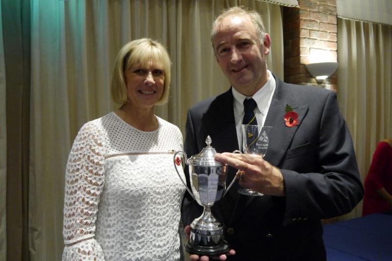 Pete Selby, tactician on Tokoloshe, picked up The West Bound Trophy on behalf of Mike Bartholomew, presented by Karen Henderson-Williams photo copyright Jennie Austen taken at Royal Southern Yacht Club