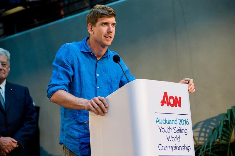 Peter Burling at the Aon Youth Worlds prize giving photo copyright Pedro Martinez / Sailing Energy / World Sailing taken at Torbay Sailing Club