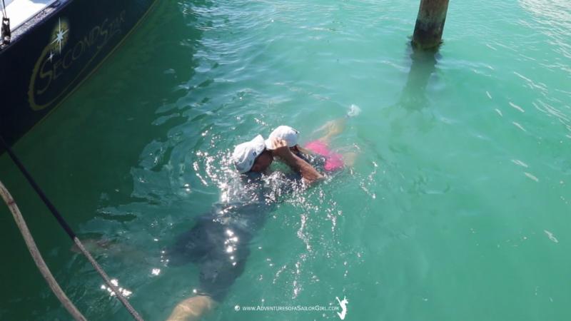 J.D. Hill and wife Susan enjoy a post-race victory swim after their J/122 Second Star won the ORC Class at Quantum Key West Race Week - photo © Quantum Key West Race Week