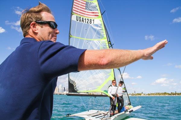 Two-time Olympic sailing medalist Charlie McKee coaching the US Sailing Team photo copyright Will Ricketson / US Sailing taken at 
