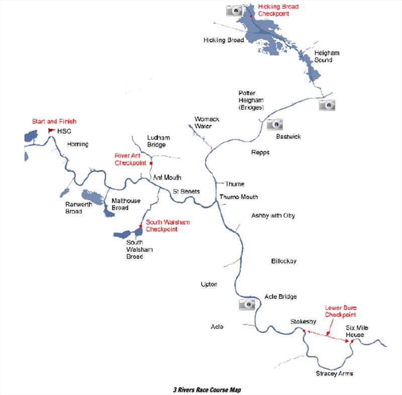 Three Rivers Race Course Map - photo © Horning Sailing Club