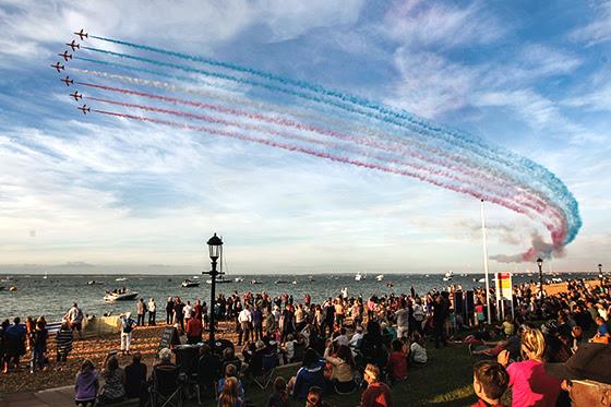 The Red Arrows return to Cowes Week photo copyright Cowes Week Ltd taken at Cowes Combined Clubs
