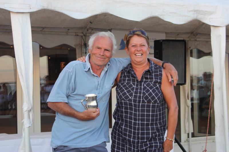 Oldest competitor Malcolm Goodwin with Sue Bouckley of Learning & Skills Solutions at Learning & Skills Solutions Pyefleet Week - photo © Mandy Bines