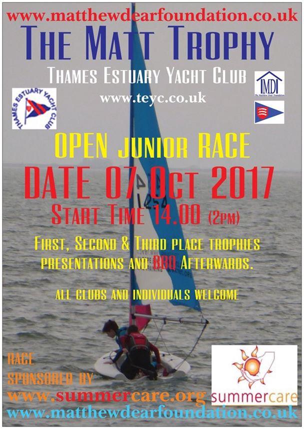 The Matt Trophy 2017 will be held on 7th October photo copyright Christopher Dear taken at Thames Estuary Yacht Club
