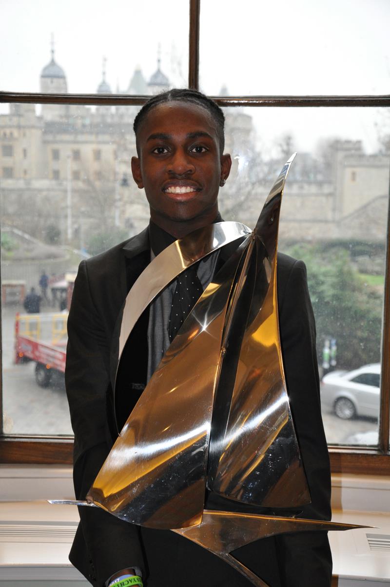 Montel Fagan-Jordan from the Greig Academy in Tottenham, London is presented with the 2017 YJA Young Sailor of the Year Award the YJA Awards ceremony in Trinity House, London photo copyright Cliff Webb taken at 