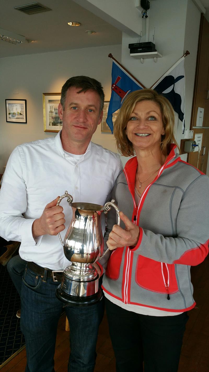Noel Butler and Marie Barry (National YC), winners Fast PY Fleet in the 47th Dun Laoghaire Frostbites photo copyright Frank Miller taken at Dun Laoghaire Motor Yacht Club