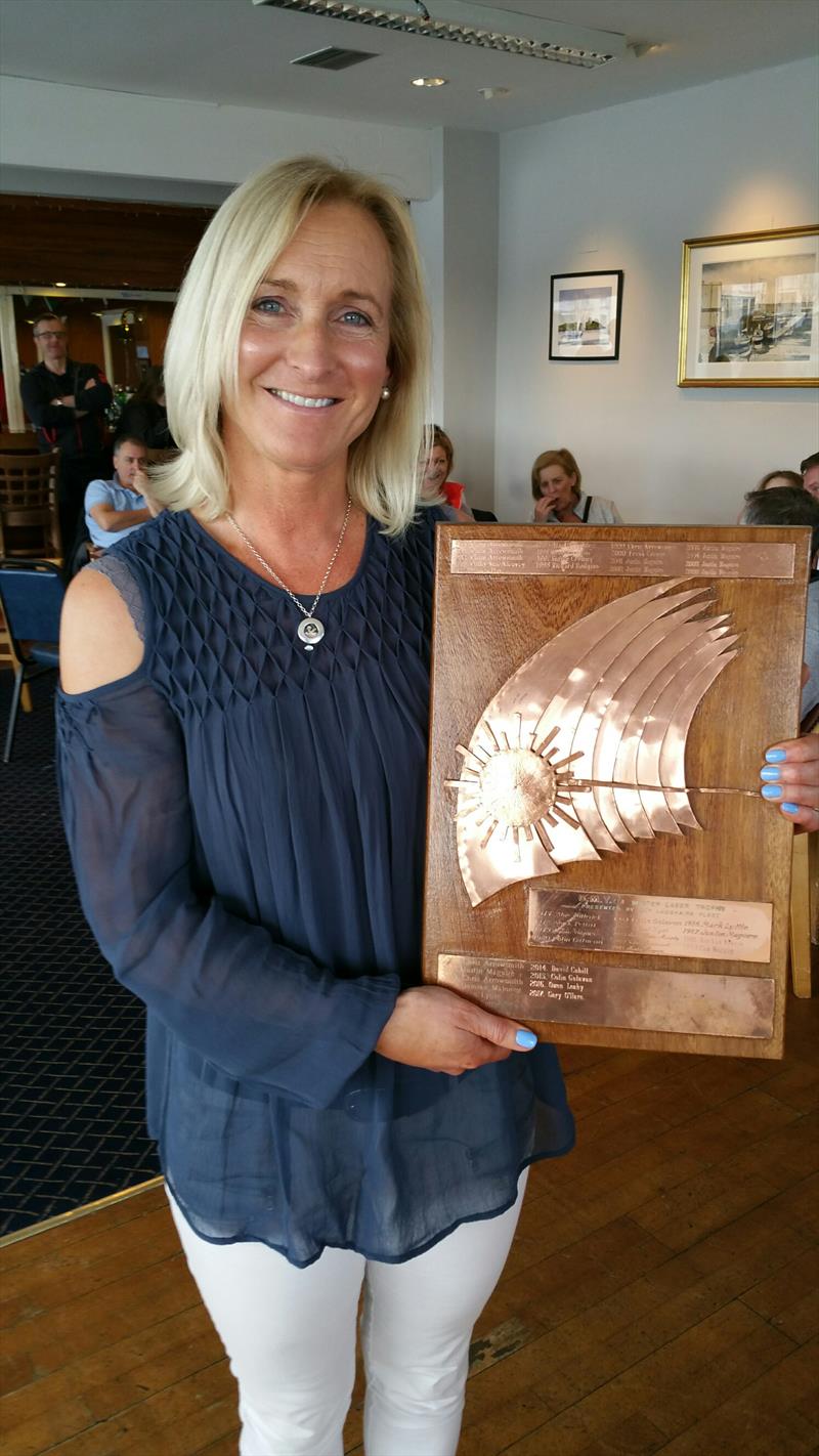 Shirley Gilmore (Royal St George YC) Laser winner in the 47th Dun Laoghaire Frostbites photo copyright Frank Miller taken at Dun Laoghaire Motor Yacht Club
