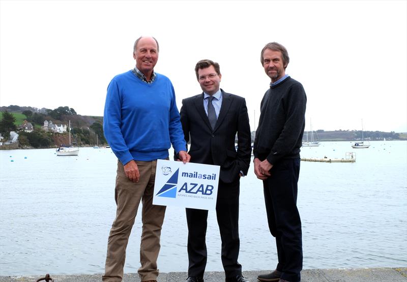 (l-r) AZAB Race Director Ian Munday, MailaSail Director Ed Wildgoose, and AZAB Race Coordinator John Heath photo copyright Sarah-Jayne Leverton taken at Royal Cornwall Yacht Club