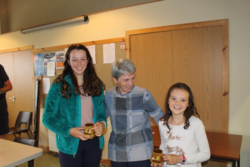 Rebecca Coles (left) and Verity Rogerson presented with their prizes by Margaret Purkis, third place in the Handicap 3 Class at Solway YC Kippford Week photo copyright Beatrice Overend taken at Solway Yacht Club