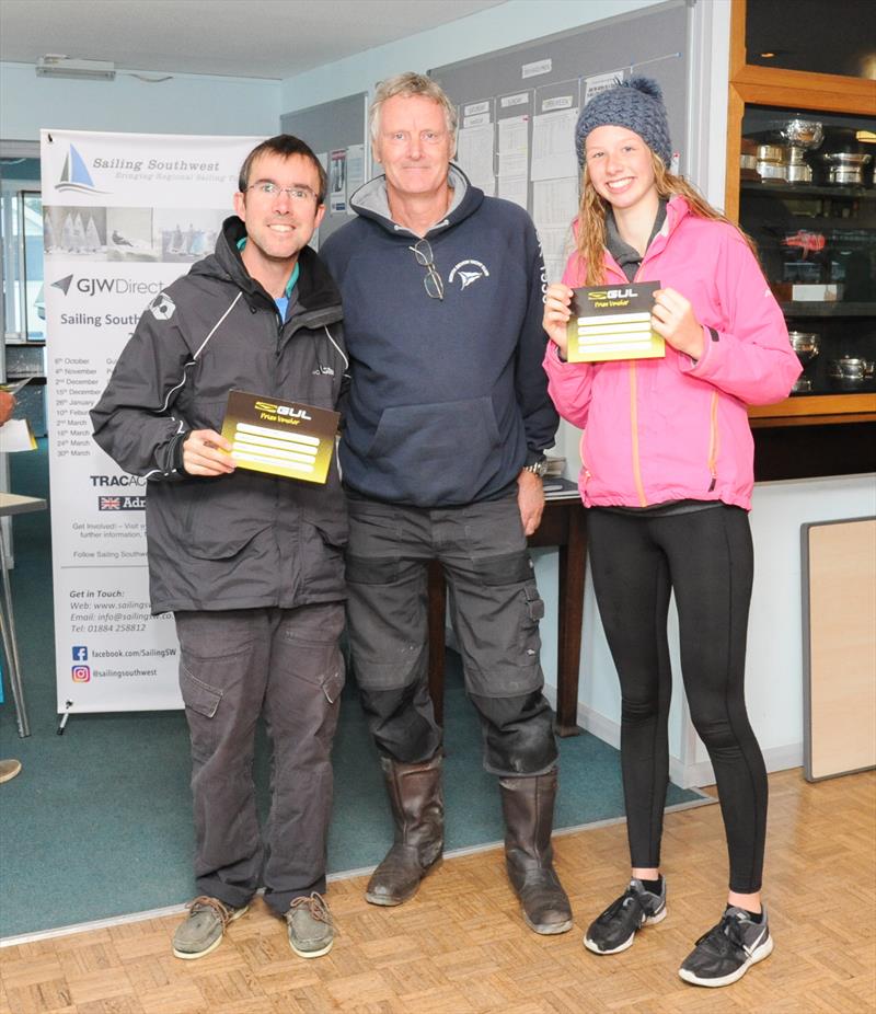 Ian Mairs and Abi Campbell finish 5th in the Gul Wrecker at Instow photo copyright Lottie Miles taken at North Devon Yacht Club