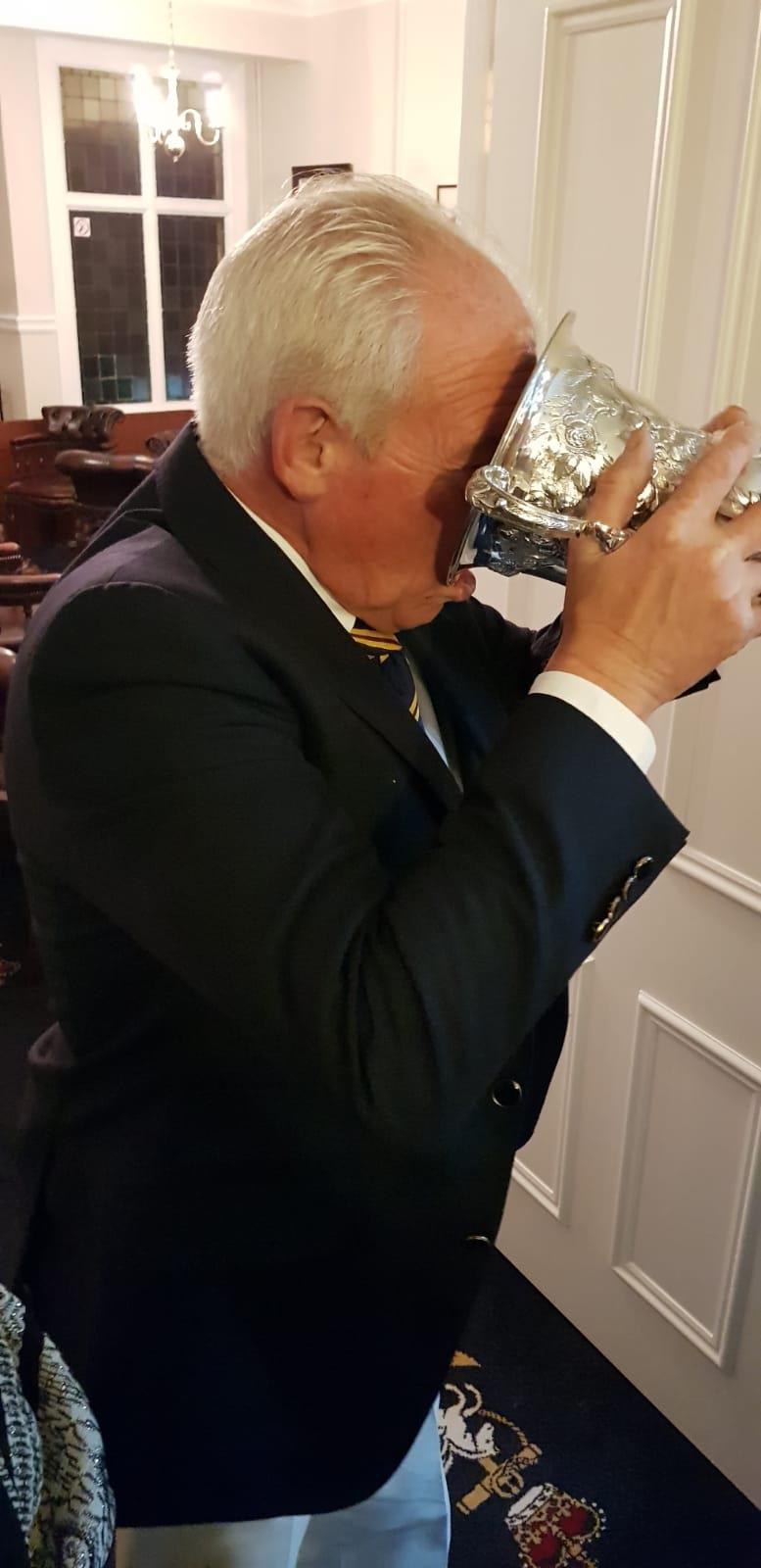 Drinking from the trophy during the Royal Temple Yacht Club 2018 Club Championship prize giving photo copyright Chris Cox taken at Royal Temple Yacht Club