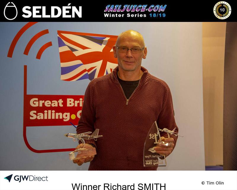 Richard Smith wins the Datchet Flyer - Selden SailJuice Winter Series Round 2 photo copyright Tim Olin / www.olinphoto.co.uk taken at Datchet Water Sailing Club