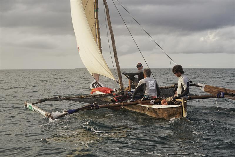 The winners sailing Village Monde Charles and Bastien Mony from Quebec and Gilles Lamire from France heading for the finish line photo copyright The Adventurists taken at 