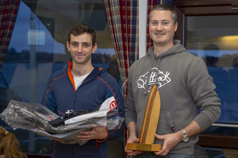 Sam Knight & Chris Bownes win the doublehanded fleet in the Steve Nicholson Memorial Trophy 2019 photo copyright Tim Olin / www.olinphoto.co.uk taken at Northampton Sailing Club