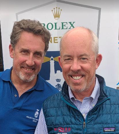 (l-r) Andy Rice with David Askew, owner of Wizard, winner of the Rolex Fastnet Race 2019 photo copyright Andy Rice taken at Royal Ocean Racing Club