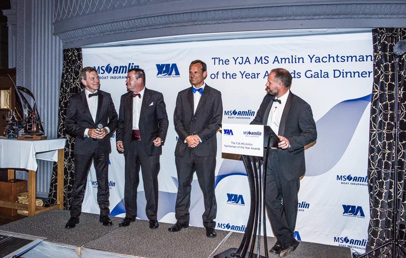 (l-r) Cliff Webb, Keith Lovett, Mark Jardine & Conrad Humphreys speak during the YJA MS Amlin Awards Gala Dinner - photo © Sally Golden