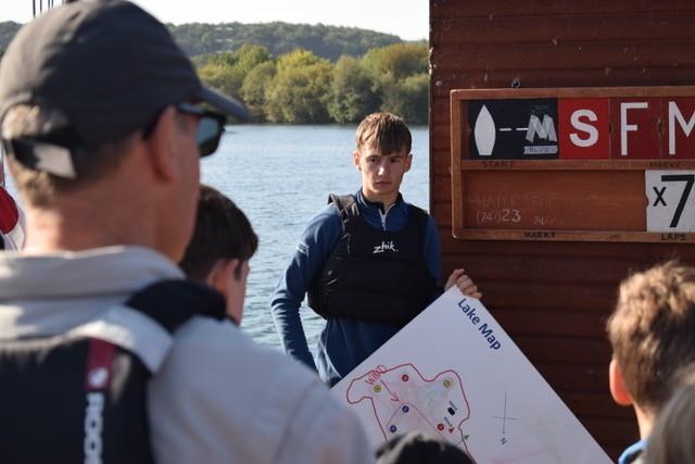 Ripon SC's Race Officer Ollie Kent briefing sailors at Ripon Sailing Club's Junior Trophy & Fun Day photo copyright Gail Jackson taken at Ripon Sailing Club