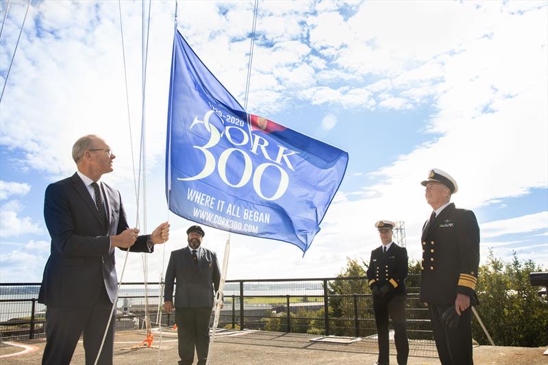 Minister of Foreign Affairs and of Defence Simon Coveney TD marked the Royal Cork Yacht Club's 300th birthday at a small ceremony on Haulbowline island, the Irish Naval Headquarters photo copyright Darragh Kane Photography taken at Royal Cork Yacht Club