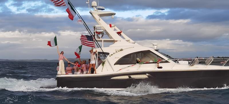 Italian and American unity after the teams work together to save American Magic's AC75 'Patriot' after a huge capsize on day 3 of the PRADA Cup - photo © Richard Gladwell / Sail-World.com