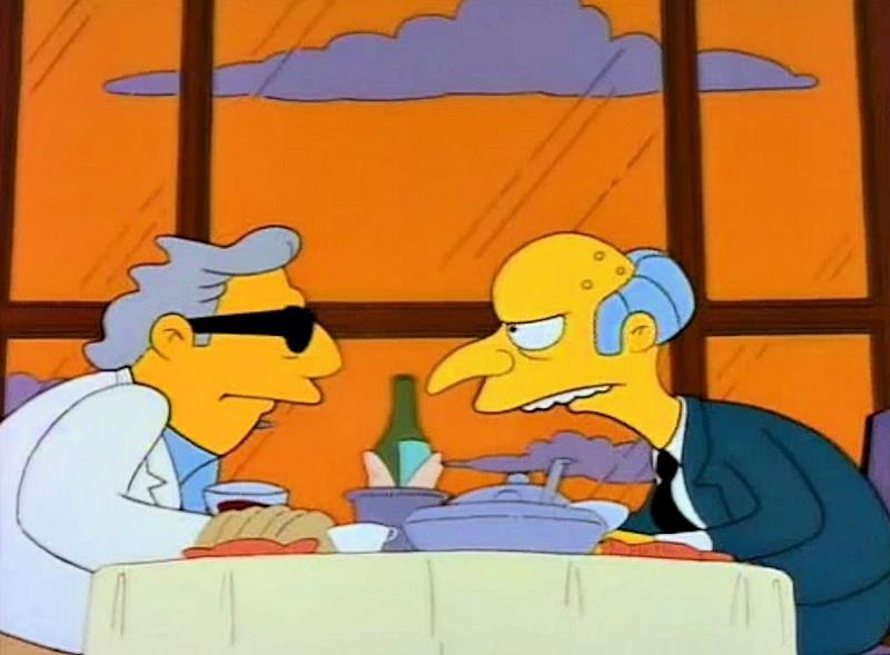 Aristotle Amadopolis and Monty Burns million-dollar wager photo copyright The Simpsons taken at 