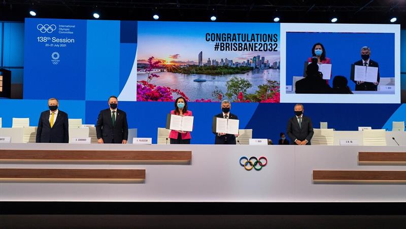 IOC President Thomas Bach announces Brisbane as the host city for the XXXV Olympiad photo copyright IOC / Dave Thompson taken at 