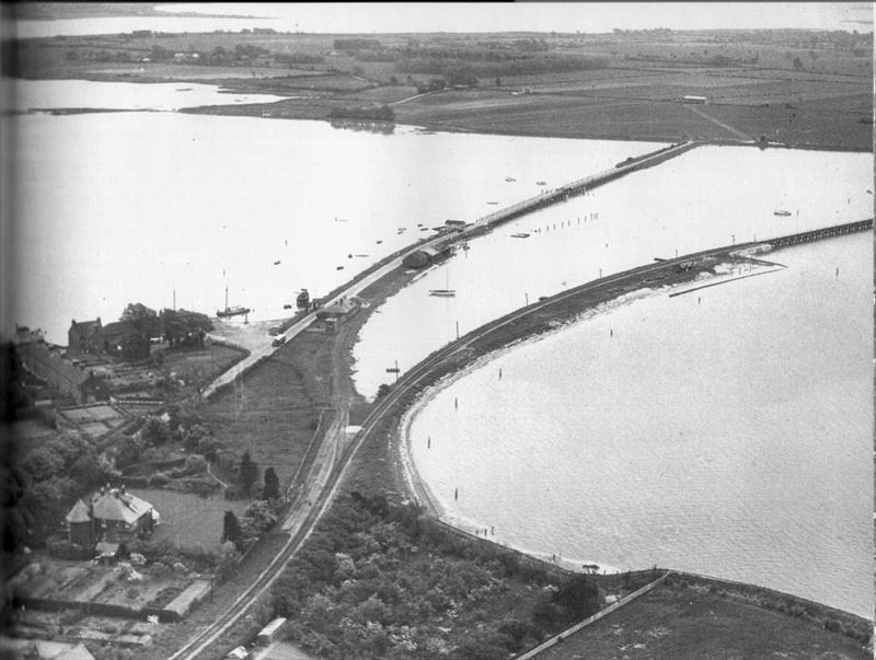 Langstone Sailing Club 75th Anniversary: The old Hayling bridge and just how narrow the Club's land used to be photo copyright Archive taken at Langstone Sailing Club