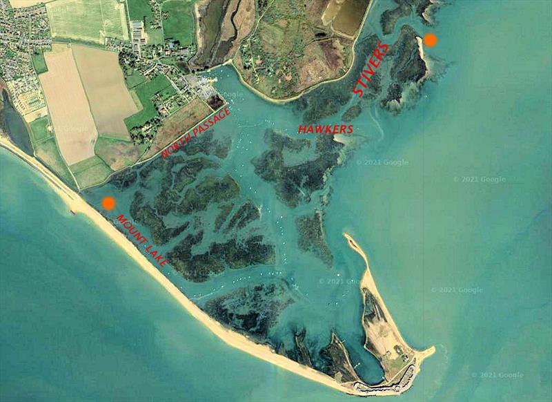 The position of the two buoys in the Four Lakes Race - photo © Google Maps