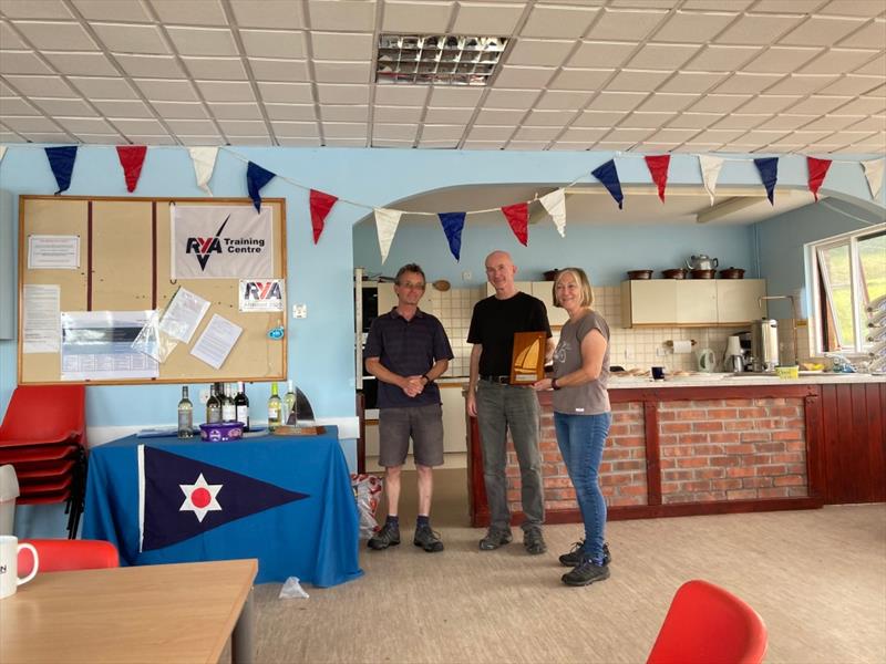 Dave Thomas and Shan Stapley First Double hander in the Border Counties Midweek Sailing 2021 photo copyright Jeremy Cooper taken at Winsford Flash Sailing Club