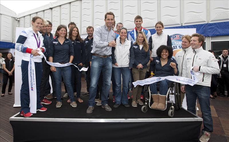 Ben Ainslie cutting the ribbon, along with Olympic and Paralympic GB sailors and rowers opening the 44th Southampton Boat Show photo copyright onEdition taken at 