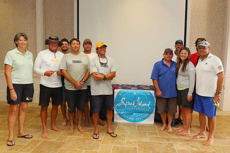 Judy Petz, Regatta Director presents the Multihull class win award to Kent Haeger's team on Gunboat 62 Mach Schnell - BVI Spring Regatta & Sailing Festival 2019 photo copyright Ingrid Abery / www.ingridabery.com taken at Royal BVI Yacht Club