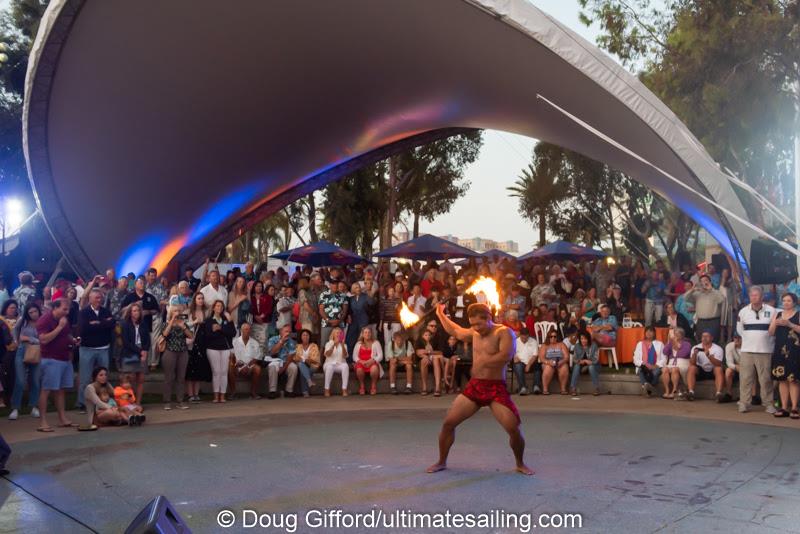 Fire dancing in the bandshell at Gladstone's - 2019 Transpac 50 photo copyright Doug Gifford taken at Transpacific Yacht Club