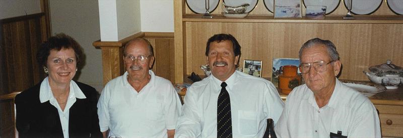 Ron Allat (second from left) and Stan LeNepveu (far right) with their Queensland agents of 25 years, Denise and Bob Littler. - photo © Ronstan