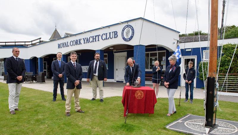 The Admiral, Vice Admiral and other Flag Officers of the Royal Cork and representative of our title sponsor gathered on Sunday, 12th July, to mark what would have been the opening ceremony. - photo © Bob Bateman 