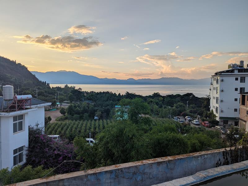 View over the lake on Saturday evening at 2025 Lake Fuxian Regatta photo copyright Mark Jardine taken at 