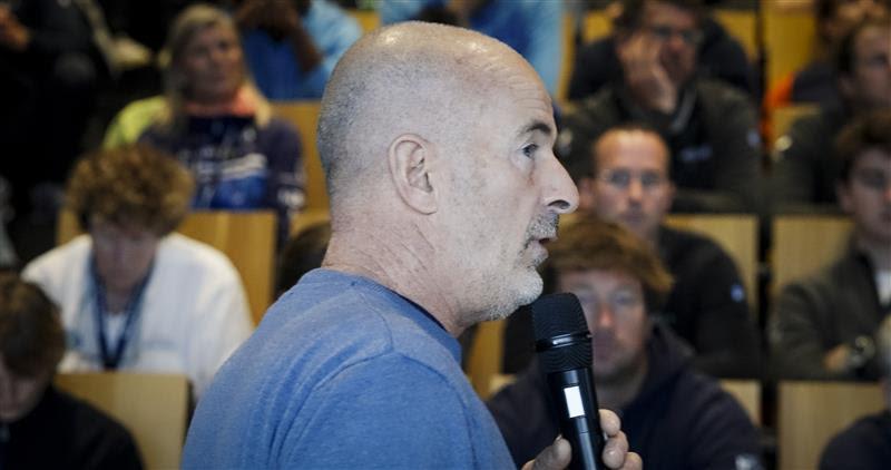 MMAG co-founder Damian Foxall presenting at Transat Café l'Or Skipper Briefing photo copyright Julien Champolion / Polaryse taken at 