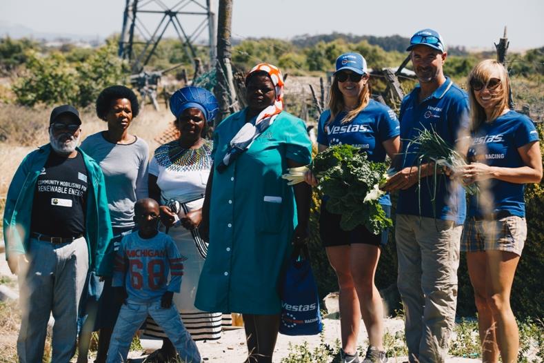 The team traded some gear for freshly grown spinach and chives from the garden - photo © Atila Madrona / Vestas 11th Hour Racing