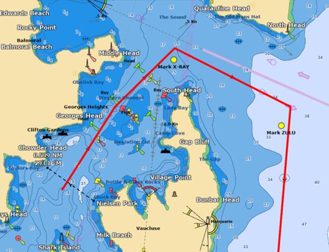 Sydney to Hobart Race Start Line and Race Marks on TIMEZERO software - photo © Clipper Race