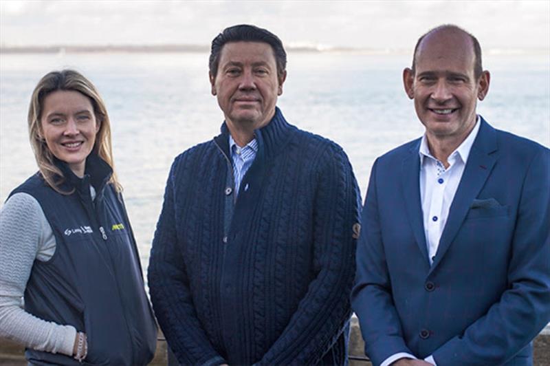 Laurence Mead with members of the Executive Management Team Kate Johnson (L) and Andrew Rayner (R) photo copyright Cowes Week Ltd taken at 