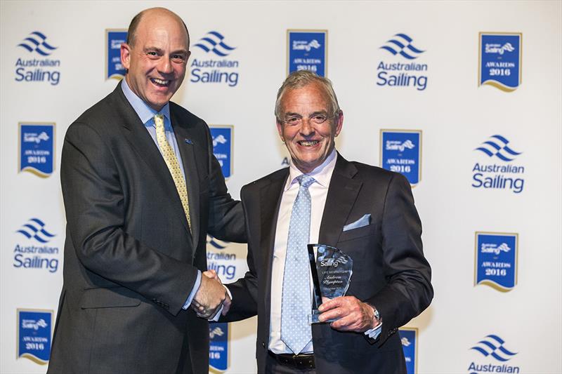 Matt Allen and life member Andrew Plympton Australian Sailing Awards 2016 photo copyright Andrea Francolini taken at Australian Sailing