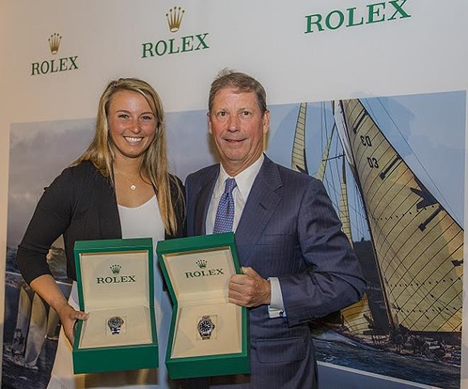 Erika Reineke, L, and Peter Duncan 2017 Rolex Yachtsman / Yachtswomen of the Year photo copyright Stephen Cloutier / ROLEX taken at 