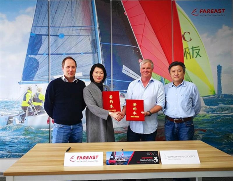 From left to right: Mr. Maarten Voogd of Simonis Voogd Design, Mrs. Demolar Du of FAREAST YACHTS, Mr. Alex Simonis of Simonis Voogd Design, and Mr. Lu Weifeng of FAREAST YACHTS photo copyright FarEast Yachts taken at 