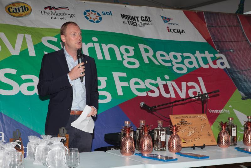 Governor Gus Jaspert thanked sailors from 14 countries for choosing to race at the 47th  BVI Spring Regatta & Sailing Festival and for helping with the recovery of the territory by doing so photo copyright Alastair Abrehart taken at Royal BVI Yacht Club