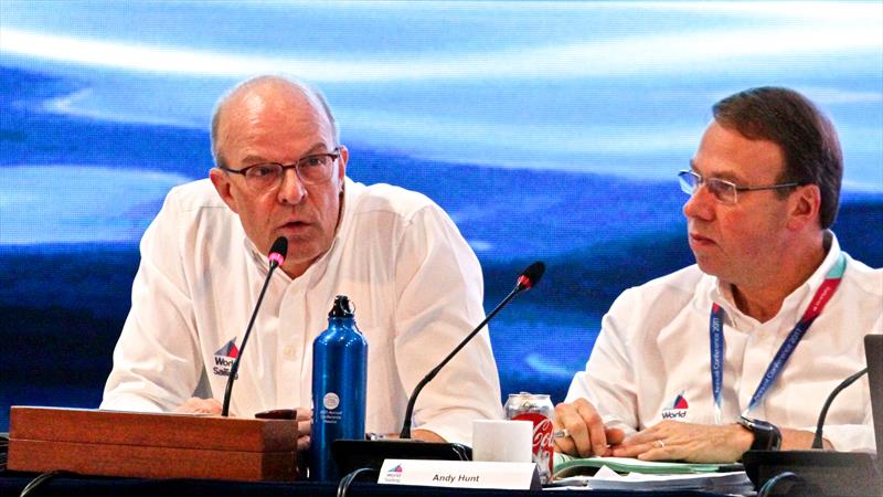 In the hot-seat World Sailing President Kim Andersen (left) and CEO Andy Hunt (right) pictured at the 2017 World Sailing Annual Conference in Puerto Vallarta, Mexico  photo copyright Ross Gale taken at 