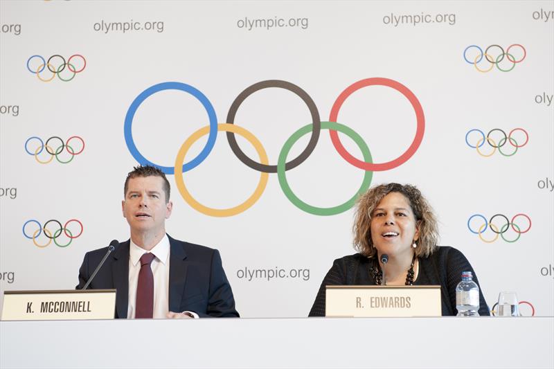 K. McConnell and R. Edwards -IOC Media Conference - June 2017 photo copyright Philippe Woods taken at 