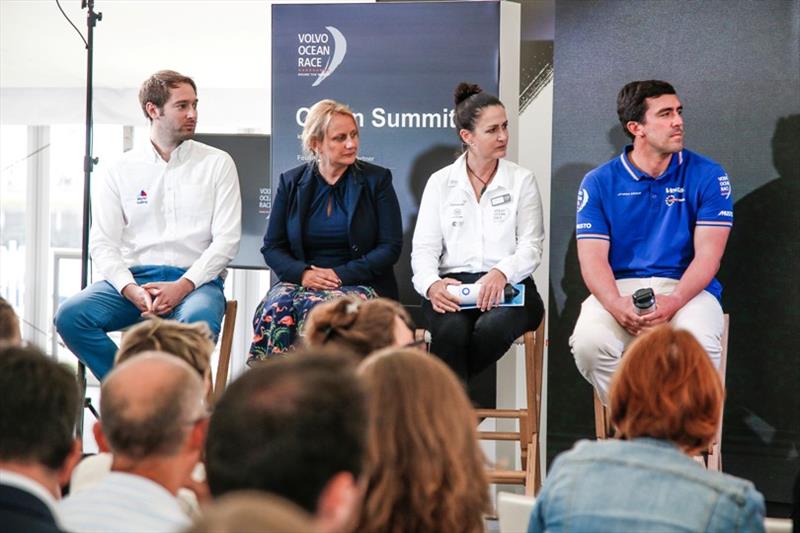 Mark Towill, Co-Founder & Team Director, Vestas 11th Hour Racing, Dan Reading, Sustainability Programme Manager, World Sailing, Meegan Jones, Sustainability Programme Manager, Julie Duffus, Olympic Movement Sustainability Manager. VOR, Cardiff stopover. - photo © Jesus Renedo / Volvo Ocean Race