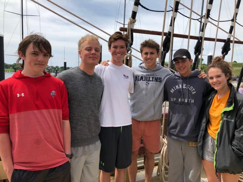 Bobby Zeller (Rogers), Harrison Russell (Porstmouth), Collin Clair (Portsmouth), Carsen Prater (Portsmouth), Landon Dosouto (Met), and Rebecca Downs-Honey (Portsmouth) enjoy a new friendship bond photo copyright OHPRI taken at 