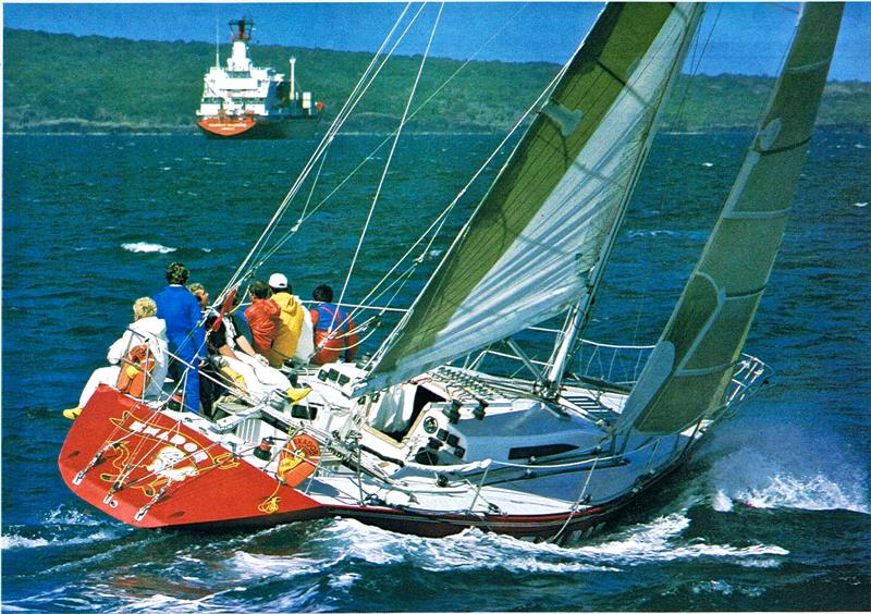 Exador in the 1985 Admirals Cup Trials with Mike Clark in the stern with the white wet weather gear. - photo © Alan Sefton - NZ Yachting