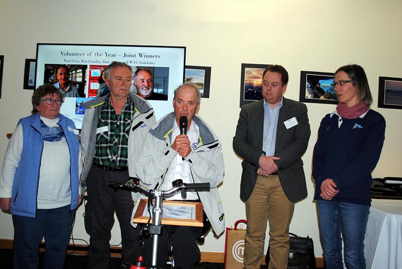  Wynyard Yacht Clubs'  Volunteer of the Year award team, left to right, Sue Darby, Mike Darby, Chris Symonds,  Australian Sailing – Tasmania president Richard Batt and Ella Klinger photo copyright Peter Campbell taken at Australian Sailing